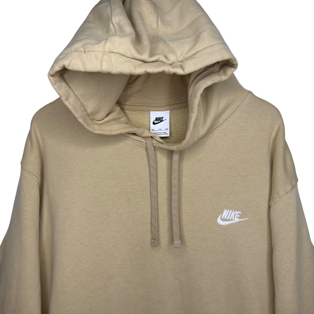 Nike Sportswear Club Fleece Men's Tan Khaki Pullover Hoodie Drawstring Size XXL